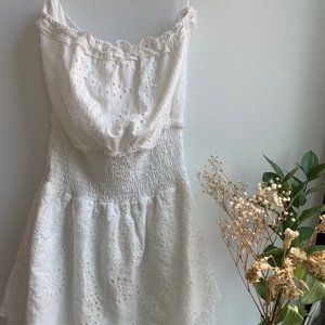 White Eyelet Strapless Dress